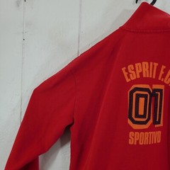 Esprit Sweatshirt Mens Medium Red Mock Neck Full Zip Long Sleeve Graphic Casual