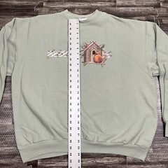 Vintage Garden Bird Nature Crewneck Sweatshirt Green XL VTG Y2K Cute Fall Winter