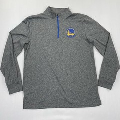 Golden State Warriors Pullover Sweatshirt Men M Gray Modern Graphic Logo 1/4 Zip