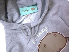 Pusheen The Cat “So Lazy Can’t Move” Grey Hoodie Sweatshirt, Size Large, New