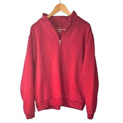 Vintage LL Bean Mens XL Deep Red Quarter Zip Fleece Pullover Sweatshirt Classic