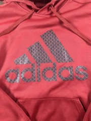 Adidas Hoodie Mens Medium Red Knit Pullover Big Logo Kangaroo Pocket Sweatshirt