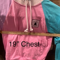 Teddy Fresh Pastel Color Block Retro Hoodie Sweatshirt Size S Pink/Blue/Purple