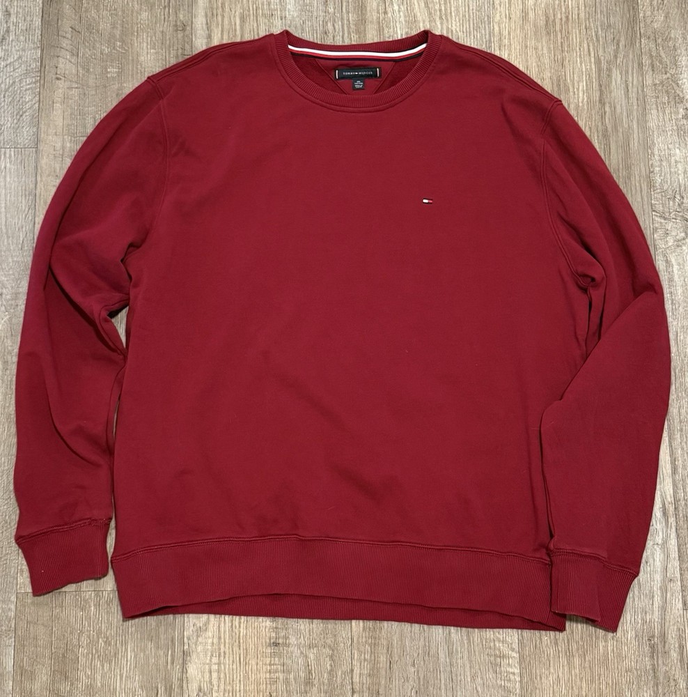 Tommy Hilfiger Men’s Sweatshirt XXL Red Pullover Crewneck Logo Cotton Kenya