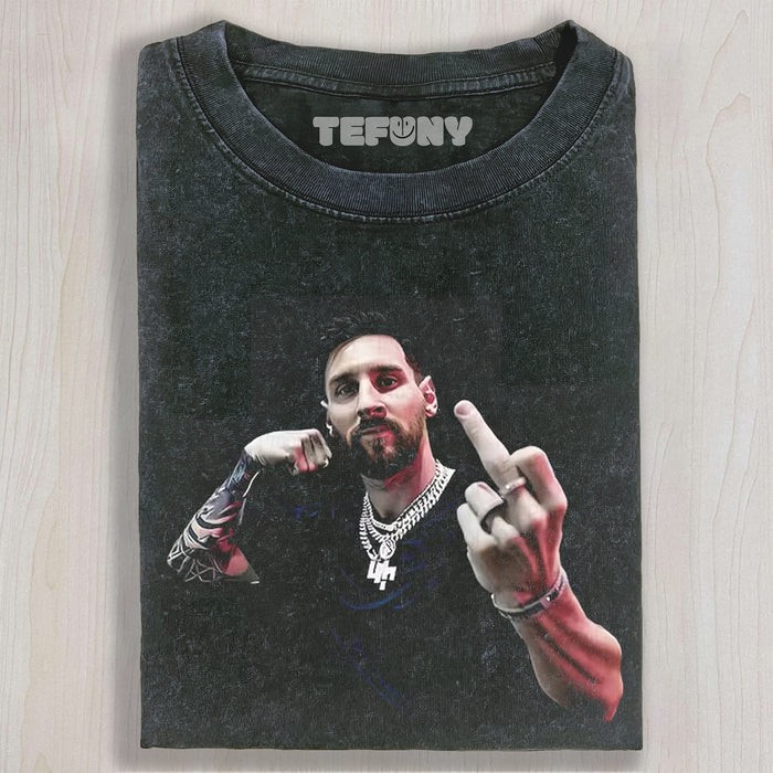 Vintage Wash GOAT Soccer Legend Middle Finger Rap Bootleg Graphic Mens T-Shirt