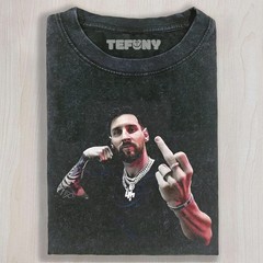 Vintage Wash GOAT Soccer Legend Middle Finger Rap Bootleg Graphic Mens T-Shirt