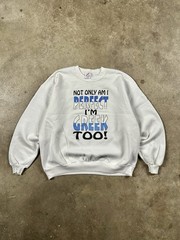 Vintage 90s Funny Im Perfect Greek Quote Graphic Crewneck Sweatshirt White 2XL