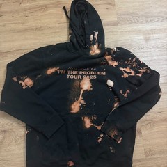 Morgan Wallen I’m The Problem Tour 2025 Hoodie Black Bleach Tie Dye Fire Large