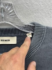 Buck Mason Sweatshirt Mens XL Blue Waffle Knit Crewneck Sweater 100% Cotton