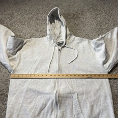 Vintage Hanes Hoodie Adult Mens L Grey Light Heather Full Zip Blank 90s Y2k