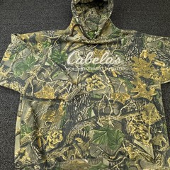 Cabela’s Hoodie Mens XL Green Pullover Camouflage Embroidered Logo Lined Pockets
