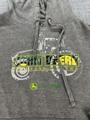 John Deere Men’s XXL Hoodie Gray Pullover Fleece Workwear Tractor Farm