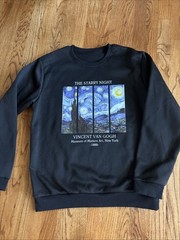 The Starry Night Adult Large Black Sweatshirt Vincent Van Gogh Museum Modern Art