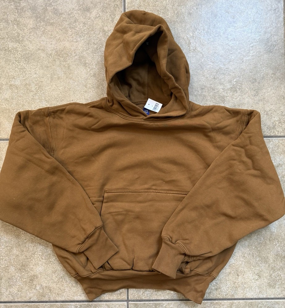 Yeezy Gap Hoodie Size Small Brown Double Face Oversize Cropped New FAST SHIPPING