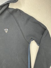 555 Soul Hoodie Large Black Henley Button Pullover Y2K Streetwear Mens