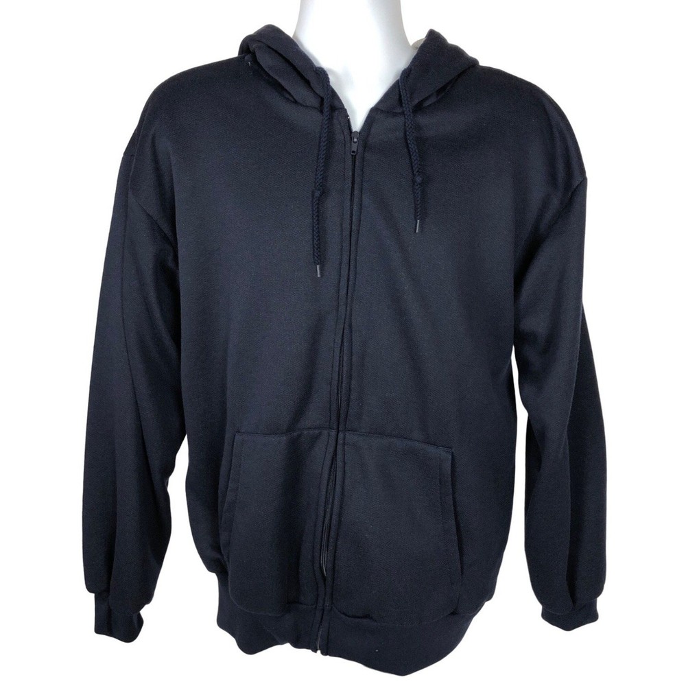Open Trails Hooded Sweatshirt Jacket Men Size M Navy Blue Front Pockets Lined