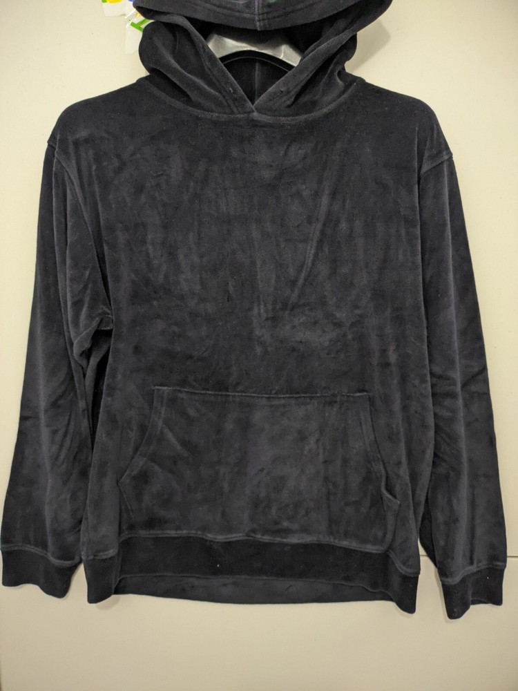 Elwood Sweatshirt Mens S Blue Hoodie Pullover Velour Microfiber Relax Oversize