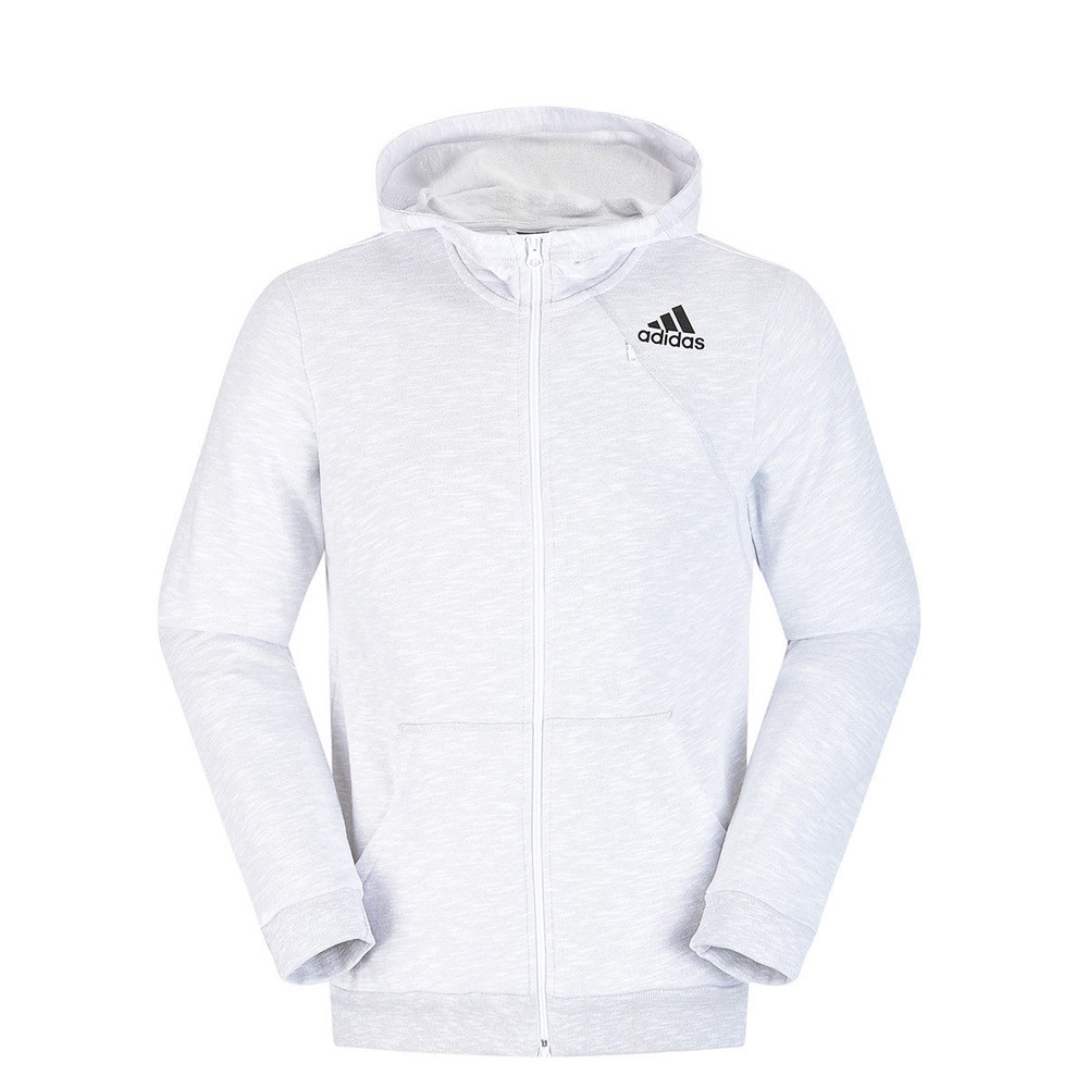 Men adidas Cross Up Full Zip Hoodie Light Heather Grey NEW