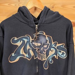 VTG The Great China Wall Hoodie Full Zip Men XXL Skull Graffiti Style Los Angele