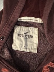 Hollister Burgundy Fleece Full Zip Hoodie M Hooded Embroidered Logo