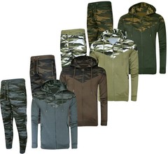 Mens Tracksuit Set Fleece Hoodie Zip Up Hoody Jogging Bottom Joggers Gym Cotton