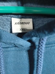 XIEERDUO Hoodie Mens 2XL Blue Pullover Hooded Pockets Lined Oversized Fleece