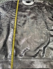 Diesel Black Gold Graphic Distressed Sweatshirt Men’s L Waxed Silver Faux Leath