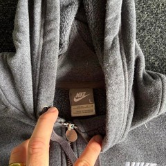 Nike Vintage 2000s Full Zip Hoodie Grey White Mens Large Y2K Skater Sweatshirt