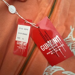 Gunzinii Denim Men Distressed Full Zip Hoodie Keep It Sturdy Orange XL Brand New