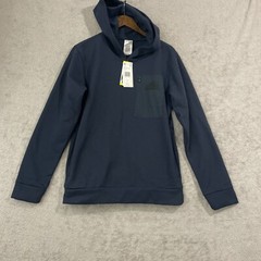 NEW Adidas Men’s S Blue Hooded Sweatshirt With Zip Pocket 100% Polyester