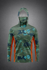 Men Long Sleeve Fishing Hoodie Mask Anti-UV Sun Protection Clothes Fish Shirt
