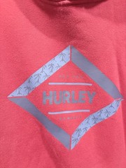Hurley Mens Sz L Red Maroon Hoodie Sweatshirt Fleece Pullover Surf Y2K Graphic