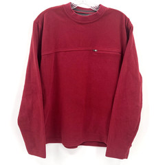 LL BEAN Men’s M Dark Red Crewneck Microfiber Fleece Pullover Zipper Chest Pocket