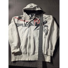 Fox Racing Mens XL Zip Up Hoodie White Geometric Graphic Logo Sweatshirt