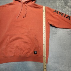 Ariat Hoodie Mens L Orange Pullover Hooded Pockets Lined Rebar Embroidered