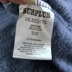 Surplus Hoodie Men 2XL Blue Full Zip Fleece Drawstring Hood Kangaroo Pockets
