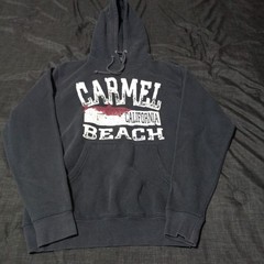 BLUE 84, Dark Blue Hoodie. Carmel Beach CA. Size Small. Unisex. faded. Good Cond