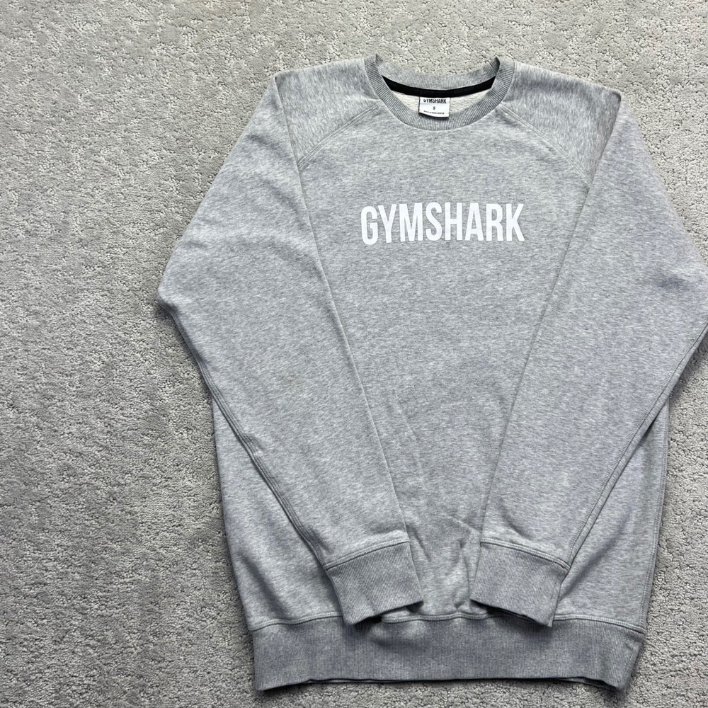 Gymshark Sweatshirt Mens Small Grey Apollo Crewneck Workout Gym Spellout Logo