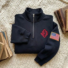 Embroidered J.E.E. Epstein Quarter Zip Sweatshirt, Jeffrey Epstein Embroidery