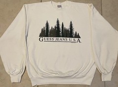 Vtg 90s GUESS Jeans USA Faded Spellout Sweatshirt XS S Designer Hip Hop Grunge