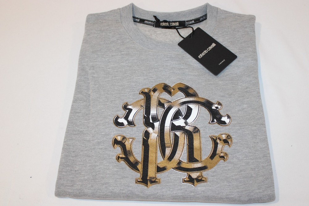 Roberto Cavalli Cotton Crew Neck Pullover Sweatshirt Made in Italy Size S,M,L,XL