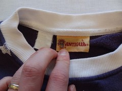 Vintage Antigua United States Flag US All Over Sweatshirt Men’s Large Flaws