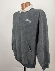 Vintage Pique Knit Sweatshirt Mens Medium Charcoal Gray Polo Collar 90s Pullover