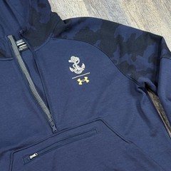 Under Armour Mens US Navy Midshipmen Camo 1/4 Zip Pullover Hoodie Blue Size L