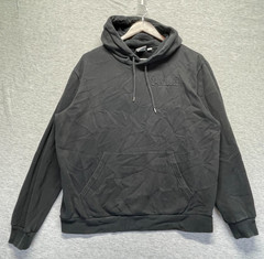 PUMA Hoodie Men Large Black Embossed Logo Cotton Fleece Lined Ribbed Trim Winter
