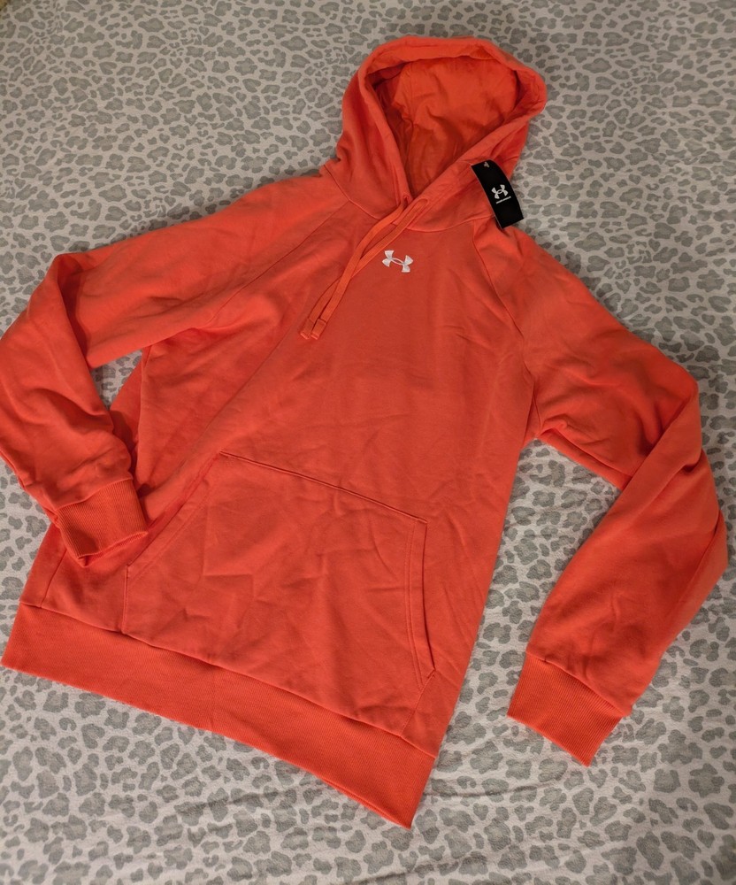 New With Tag Men’s Medium Coral/Orange Drawstring Pocketed Under Armour Hoodie