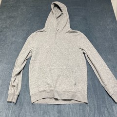 H&M Hoodie Mens Small Heather Gray Cotton Fleece Lined Relaxed Fit Wrapover Hood