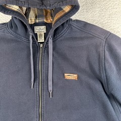 L.L. Bean Hoodie Mens Large Katahdin Iron Works Zip Flannel Lined Grunge Jacket