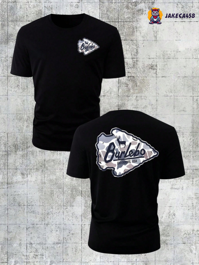 Burlebo Camo Arrow Tee – Deer Logo Graphic Outdoor Hunting Vintage Shirt