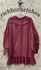 Free People Zander Mini Dress Sweatshirt Ruffle Hem Slouchy Red Bark S NEW